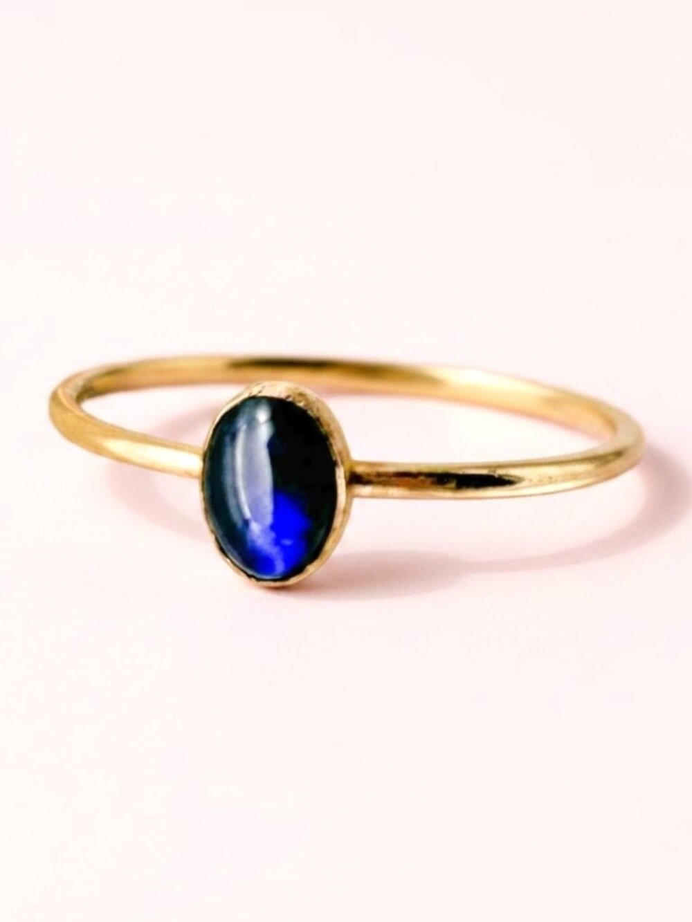 Rare Handmade Blue Ammolite Gemstone Ring in 14k Gold Fill, Fossil Ring - Picture 1 of 12